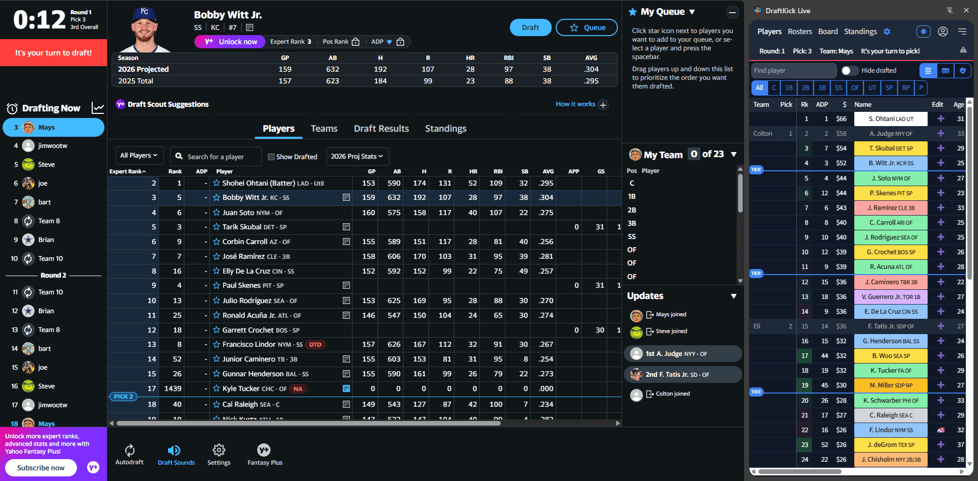 DraftKick Live sync demo